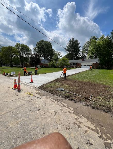 Concrete driveway on a summer day.