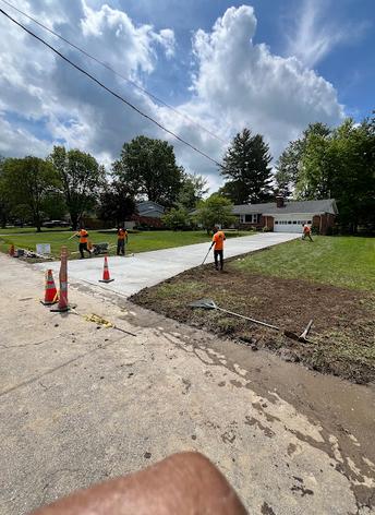 A driveway replacement in progress