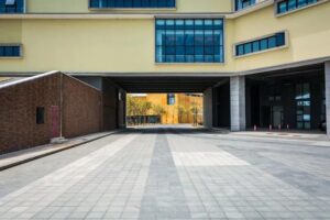 An image of a concrete walkway in a school