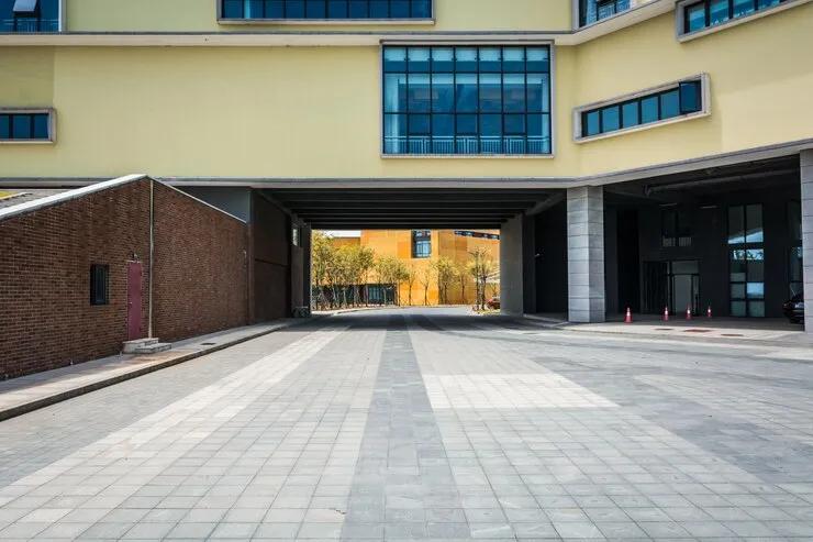An image of a concrete walkway in a school