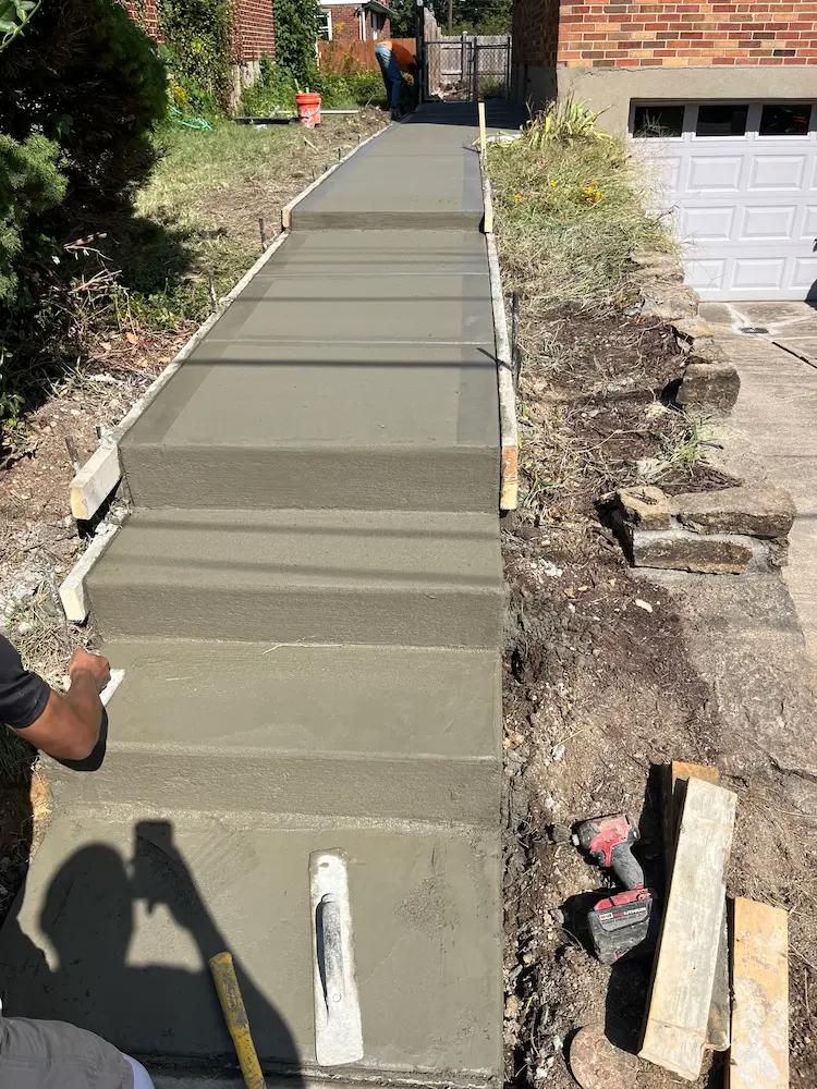 An image of concrete steps being built